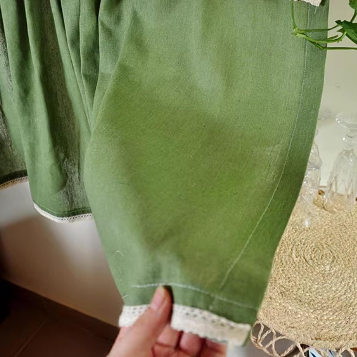 Cafe Curtains Blackout Tier Curtains Boho Rustic Tier Curtains Farmhouse, Boho Rustic Button Tier Curtains Farmhouse, for Small Window Blackout Thermal Insulating(W140*H130cm)