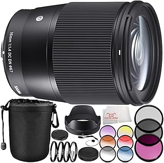 Sigma 16mm f/1.4 DC DN Contemporary Lens for Sony E 10PC Accessory Bundle – Includes Manufacturer Accessories + 3PC Filter...