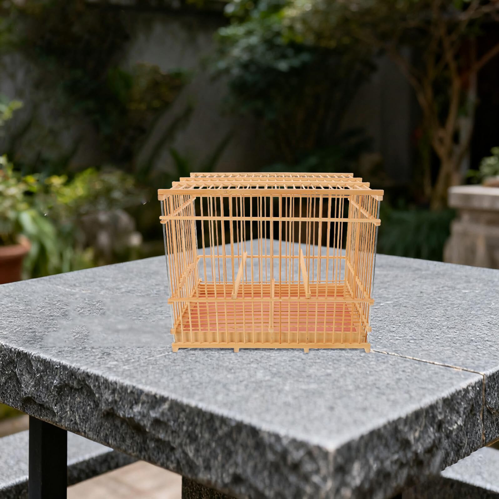 Veemoon Petite Cage à Oiseaux en Bambou Rectangulaire 30x20x24 Cm Cage pour Animaux de Compagnie Portable pour Perruches et Canaris et Petits Perroquets Nid Décoratif pour Balcon