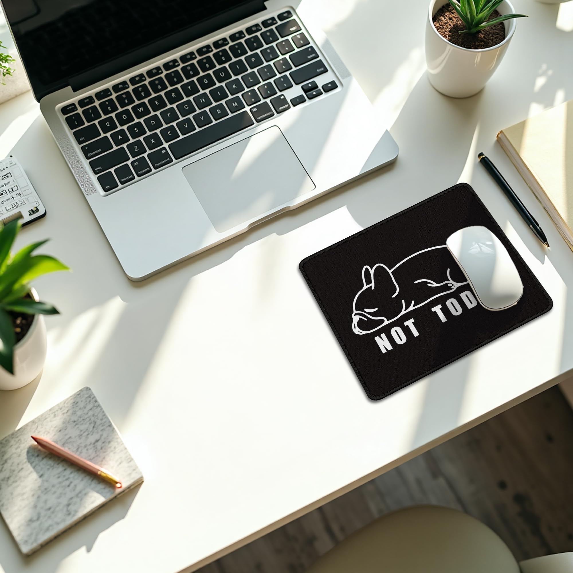 Divertente tappetino per mouse con bulldog francese e scritta in inglese "Not Today", tappetino per mouse per casa, ufficio, dormitorio, computer, laptop, accessori da scrivania, regalo per gli