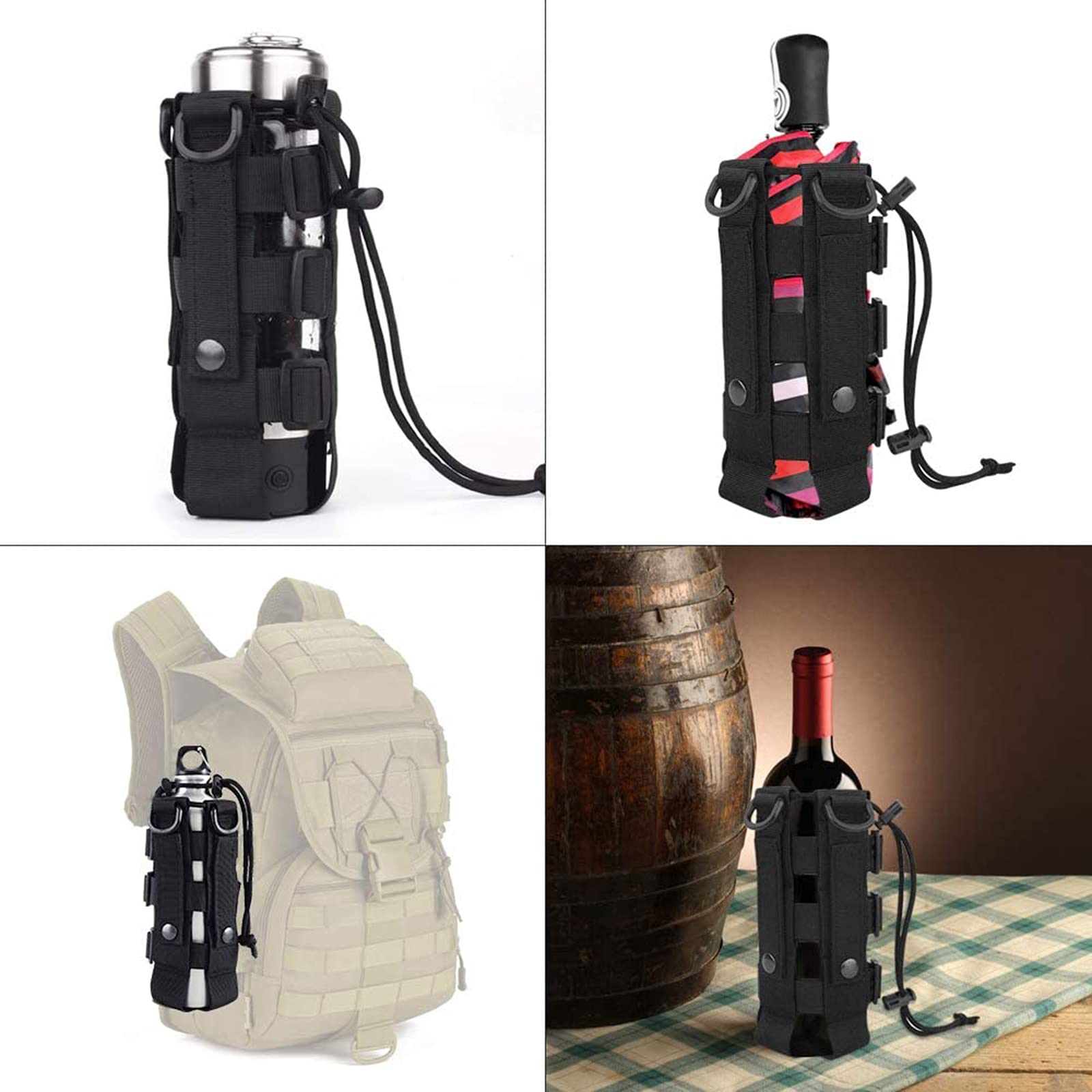 4 Piezas Portabotellas de Agua, Nylon Bolsa Resistente al Agua, Bolsa de Botella de Agua, para Acampar Al Aire Libre Correr Senderismo - 8.3 * 3.9inch