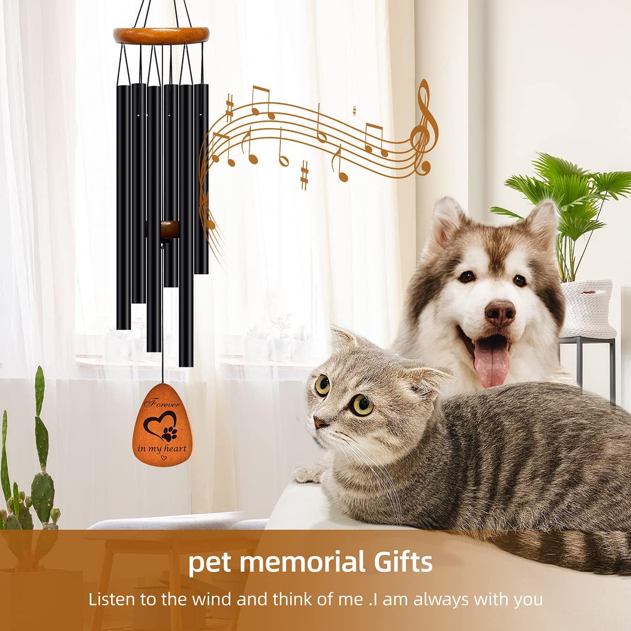 Pet Memorial Gifts Wind Chimes - Dog Cat Memorial Gift,Pet Lost Gifts,Bereavement Remembrance Gift for Loss of Dog Cat Wind Chimes,28 inches - Image 2