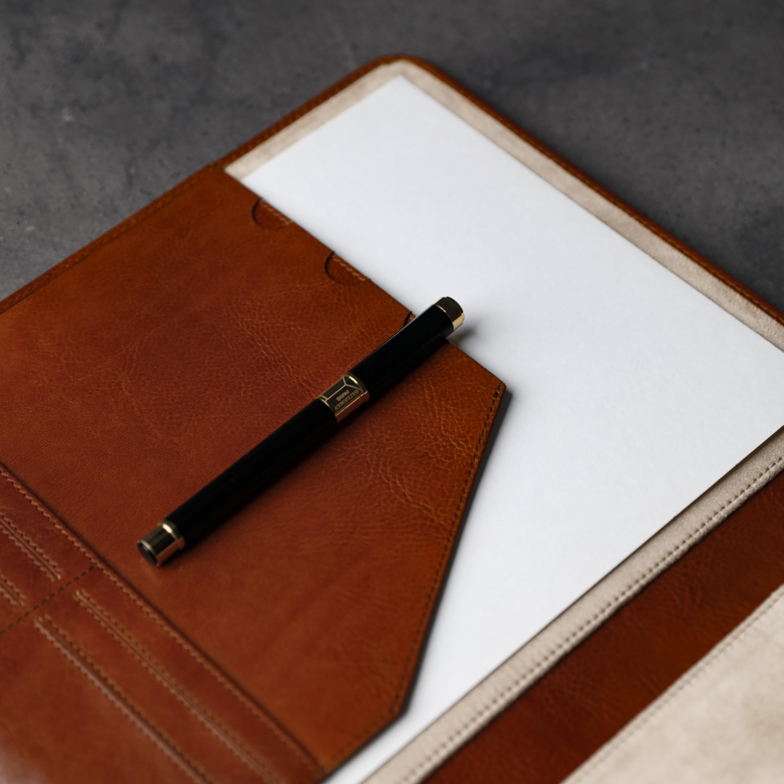 Time Resistance Leather Portfolio Tablet size Leather Document Case Small Briefcase - Image 4