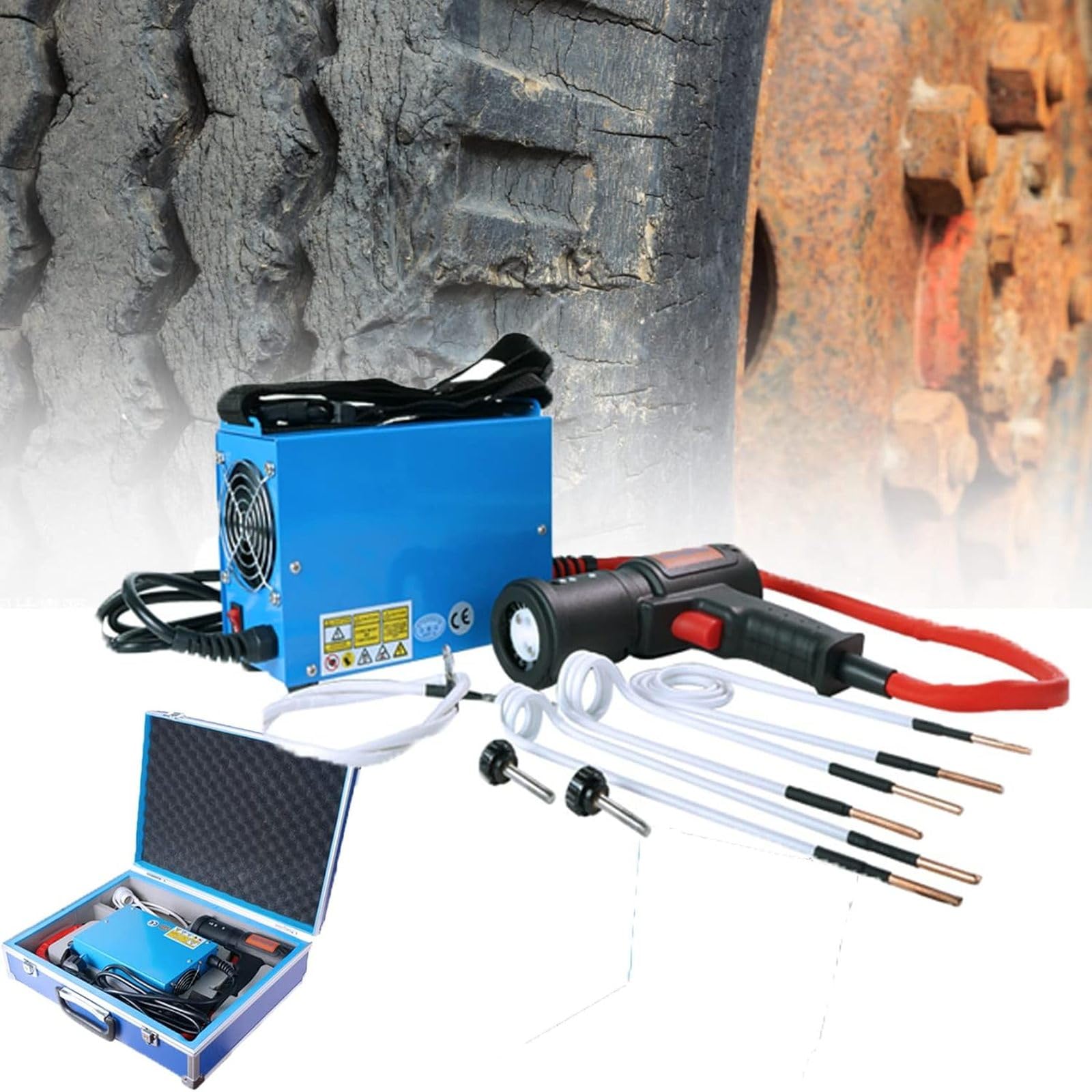 Strumento portatile per riscaldamento a induzione elettromagnetica, senza fiamma, per rimozione di bulloni, dadi, cuscinetti, con custodia, per auto, fai da te e lavori in metallo