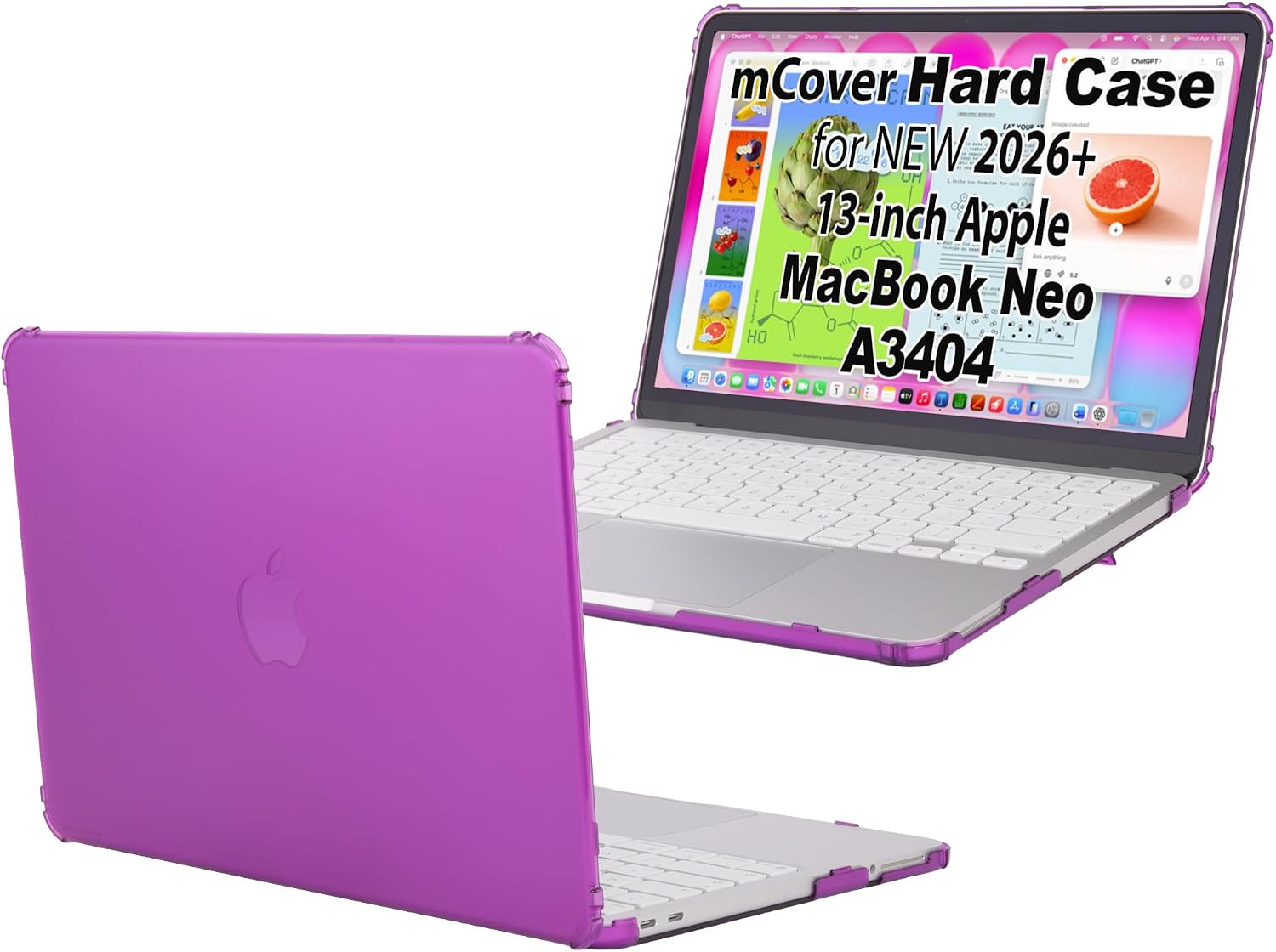 mCover Case ONLY Compatible with 2026 or Newer 13” MacBook Neo Laptop Computer (Model A3404, with Apple A18 Pro Chip, 13" LED-Backlit Display) - Purple