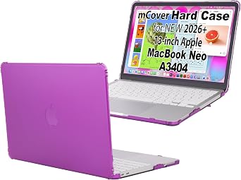 mCover Case ONLY Compatible with 2026 or Newer 13 MacBook Neo Laptop Computer Model A3404, with Apple A18 Pro Chip, 13" LED-Backlit Display - Purple
