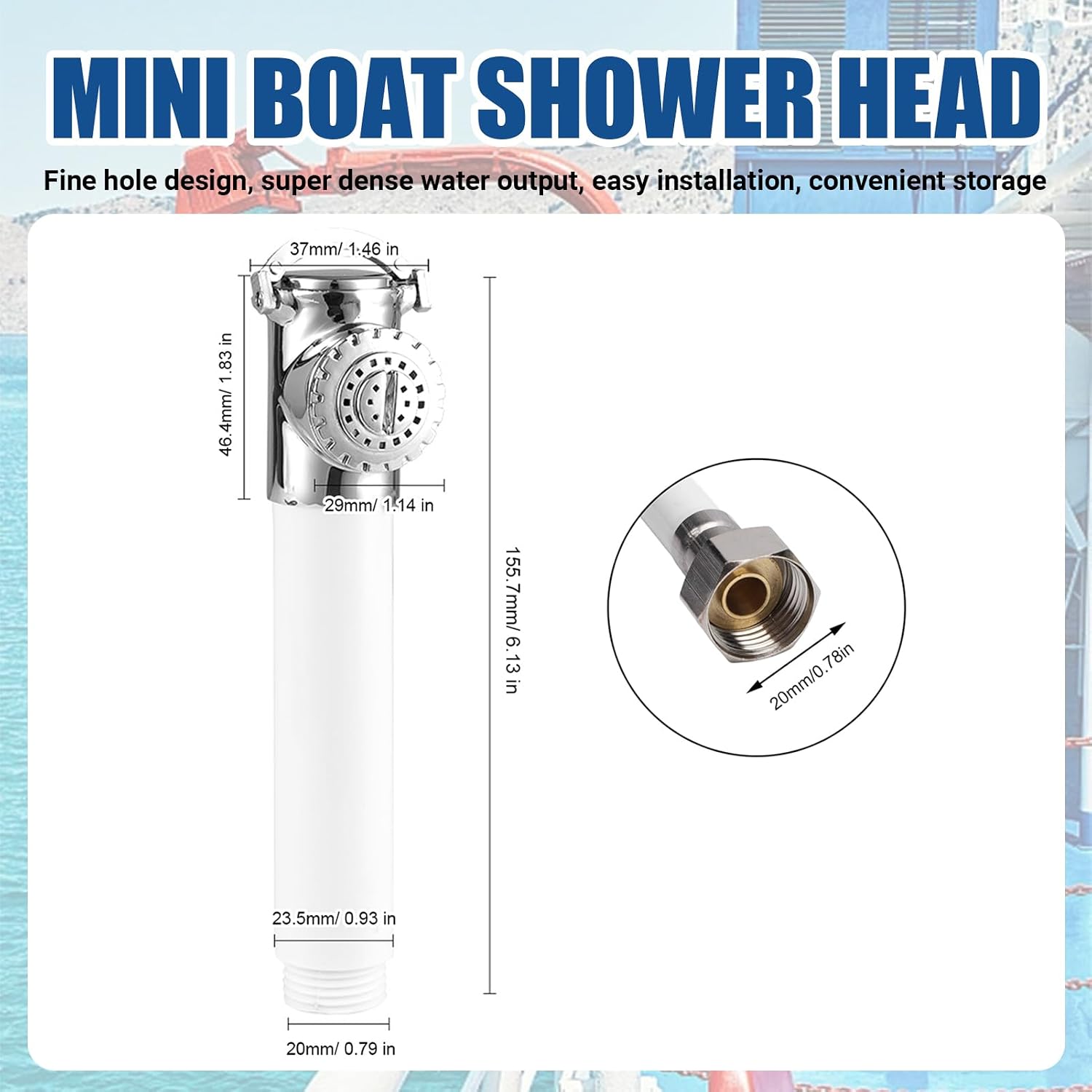 Mini Boat Shower Head Hand Pressed Stainless Steel PVC Sprayer for RV Yacht Motorhomes (2.5M/ 8.2ft Water Pipe) image 3