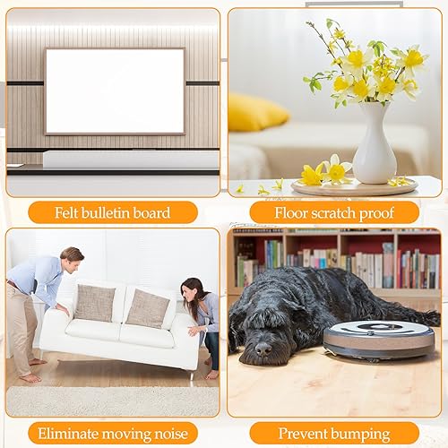 Miniatura 5 de Zonon 4 rollos de tiras de fieltro de 120 pulgadas con cinta adhesiva de fieltro para muebles, rollos de tiras autoadhesivas de poliéster resistente