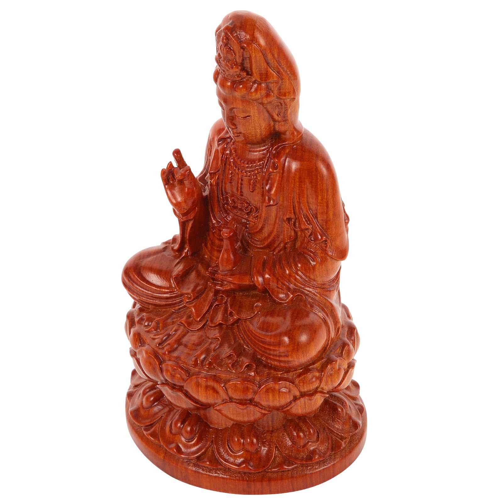 Statue Bouddha en Bois Avalokitesvara, sculpture élégante rétro en bois noble
