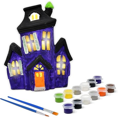 Unleash Your Creativity: Ready-to-Paint Halloween Haunted House Ceramic Kit