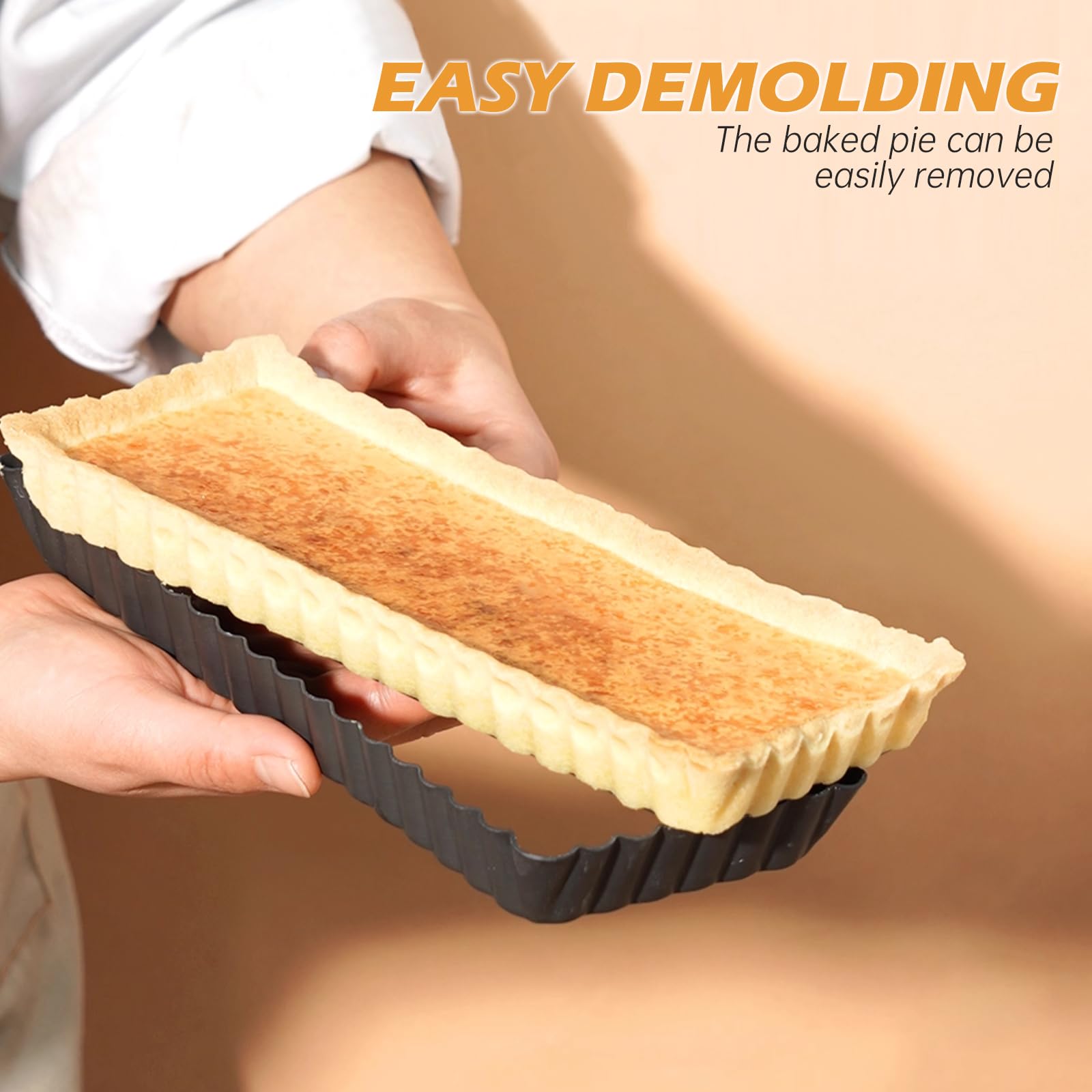 2 stampi per torte con fondo di sollevamento, antiaderente, 35 x 11 cm, rettangolare, per torte e biscotti fatti in casa, 2 pezzi