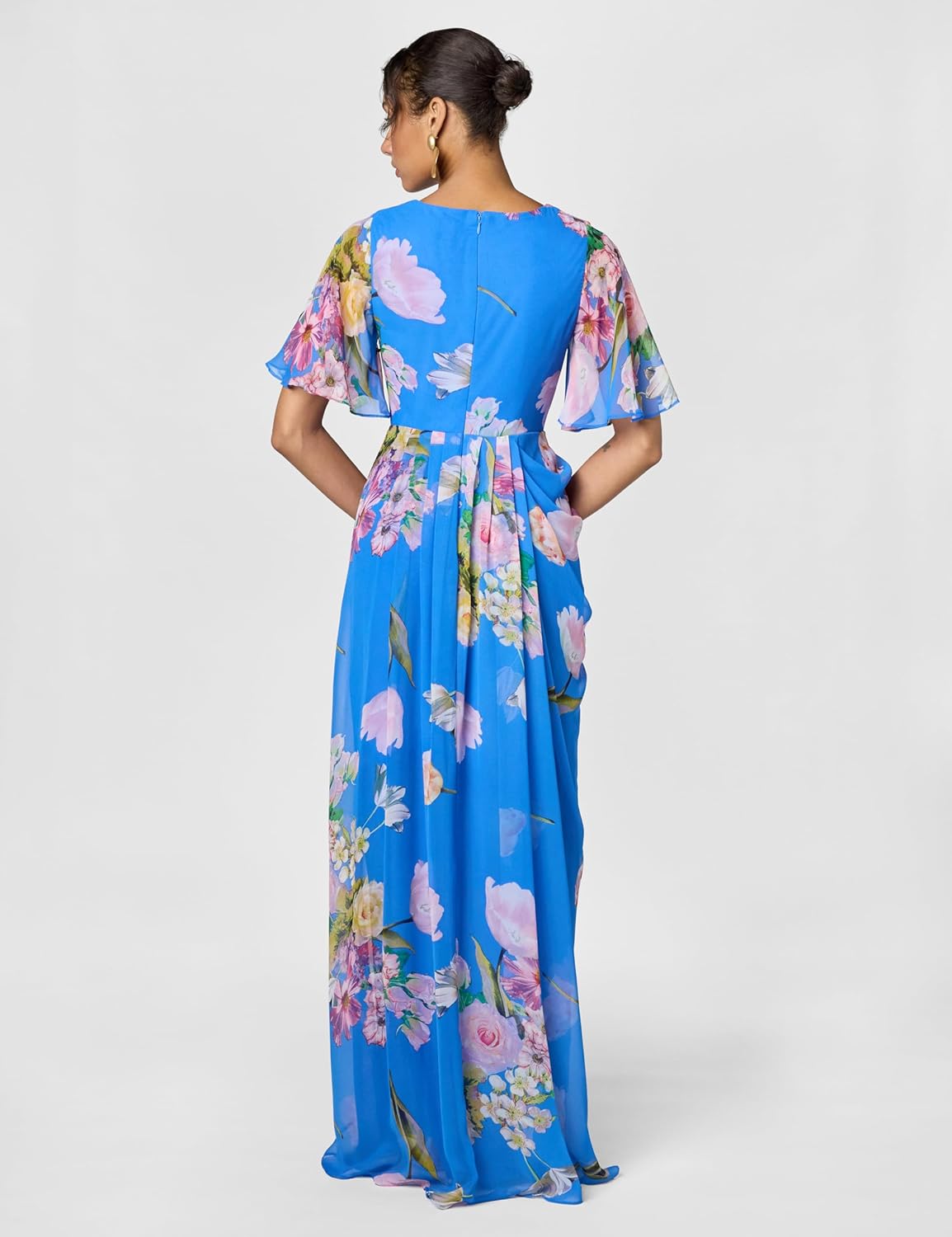 Adrianna Papell Womens Floral Printed Chiffon Gown