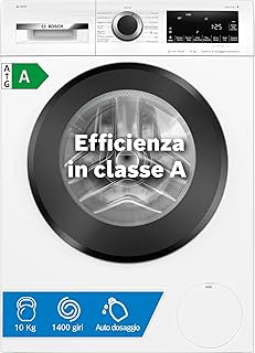 Bosch WGG254F0II Serie 6 Lavatrice a carica frontale, 10 kg, 1400 giri, Classe energetica A, sistema di dosaggio automatico del detersivo e dell’ammorbidente, motore inverter, Bianco, 60 Cm