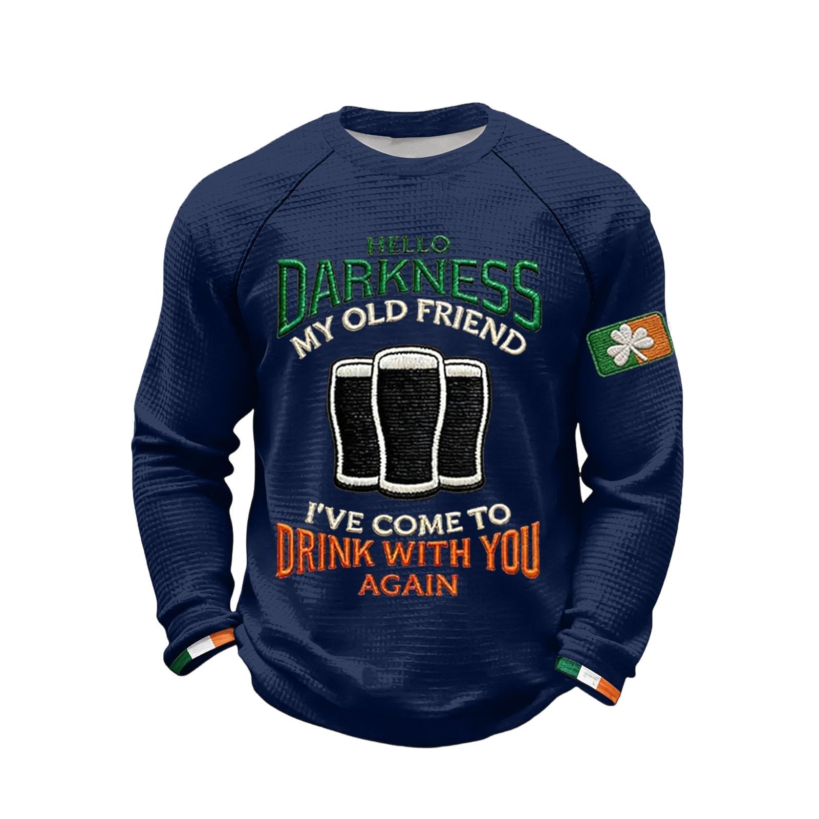 Men's Hello Darkness My Old Friend T-Shirt Waffle Long Sleeve St. Patrick's Day Shirt