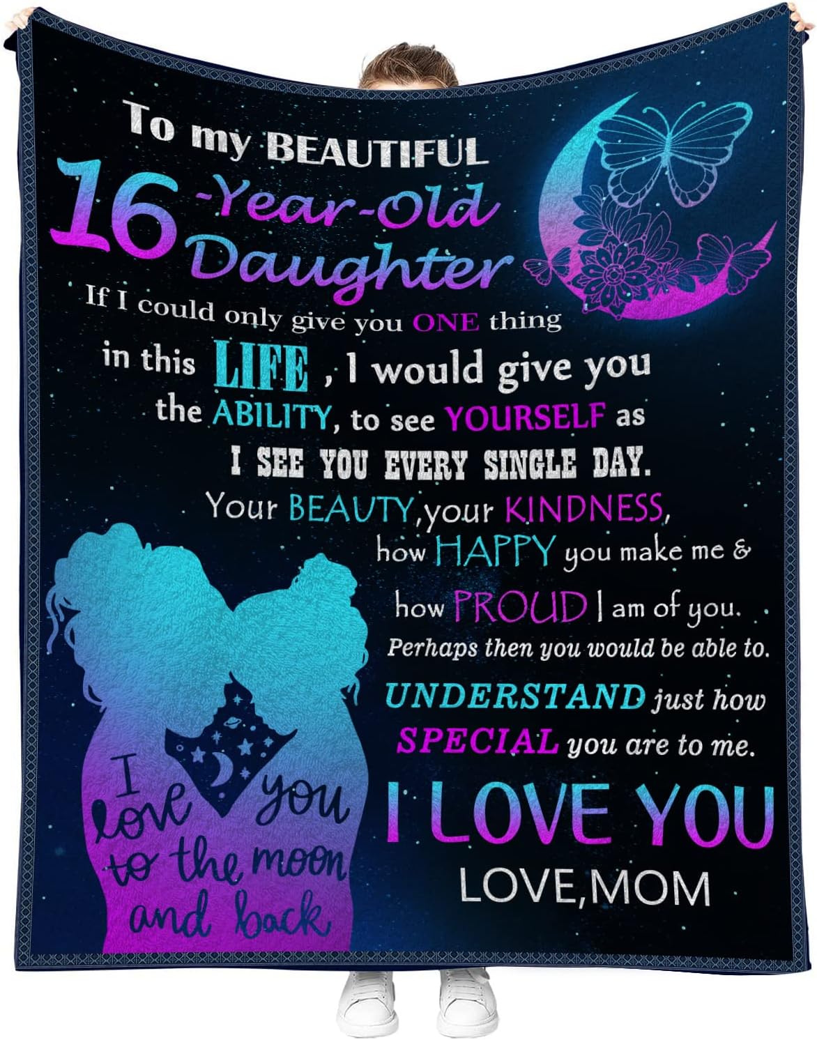 Sweet 16 Gifts for Girls, 16th Birthday Gifts for Girls, Best Sweet 16 Gifts, Daughter Gifts from Mom, 16 Year Old Daughter Blanket 60"X50"