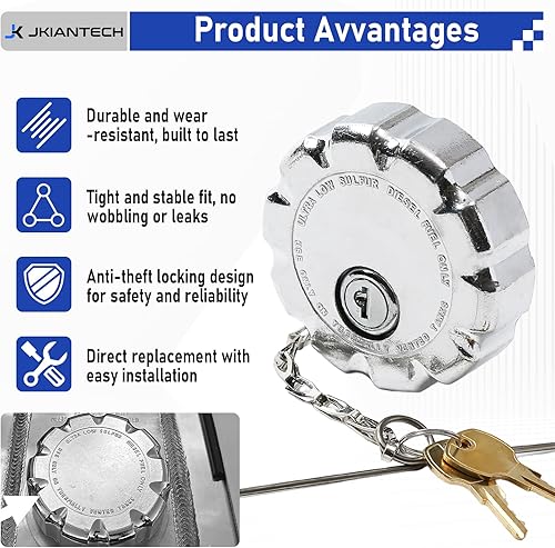 Miniatura 4 de 20770691 Tapa de combustible con bloqueo de 3 pulgadas (2 unidades), compatible con modelos de camiones pesados Volvo VNVNL, tapa de depósito de