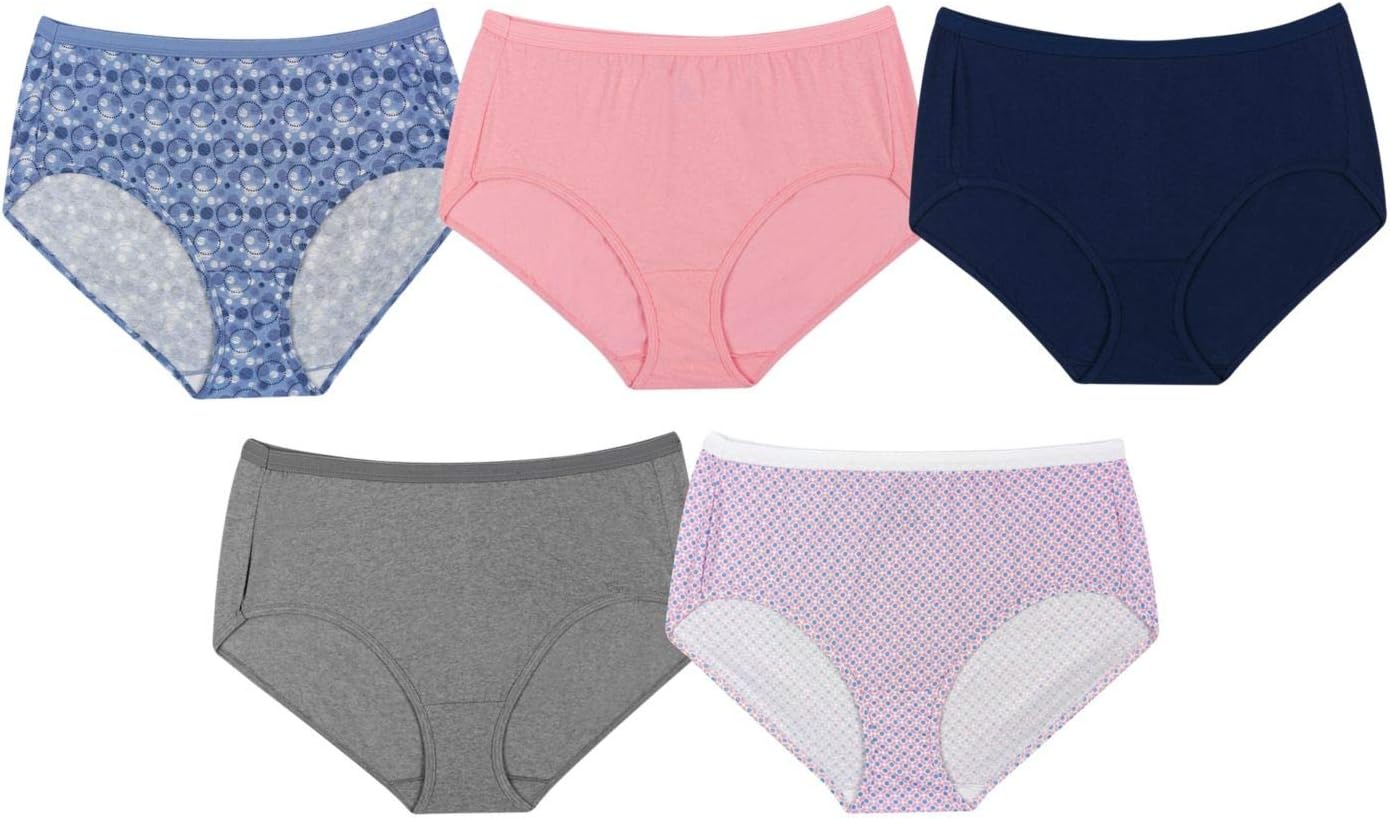 JUST MY SIZE Women's Cotton Brief Panty 5-Pack