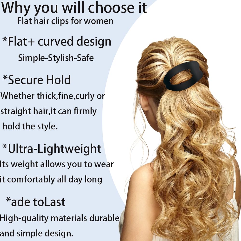 Flat Hair Clips for Women,4PCS Flat Hair Claw Clips for Women Large Matte No-Slip Hair Clip Duckbill Hair Clips for Thick and Thin Hair Strong Styling Hold Accessory (Matte neutral color) - Image 2