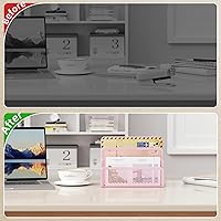 Vista 5 de Marbrasse Mail Organizer for Desk, 3-Slot Mesh Metal Mail Holder countertop, Letter Holder, Office Desktop Envelope and Document Storage Rack (Pink)