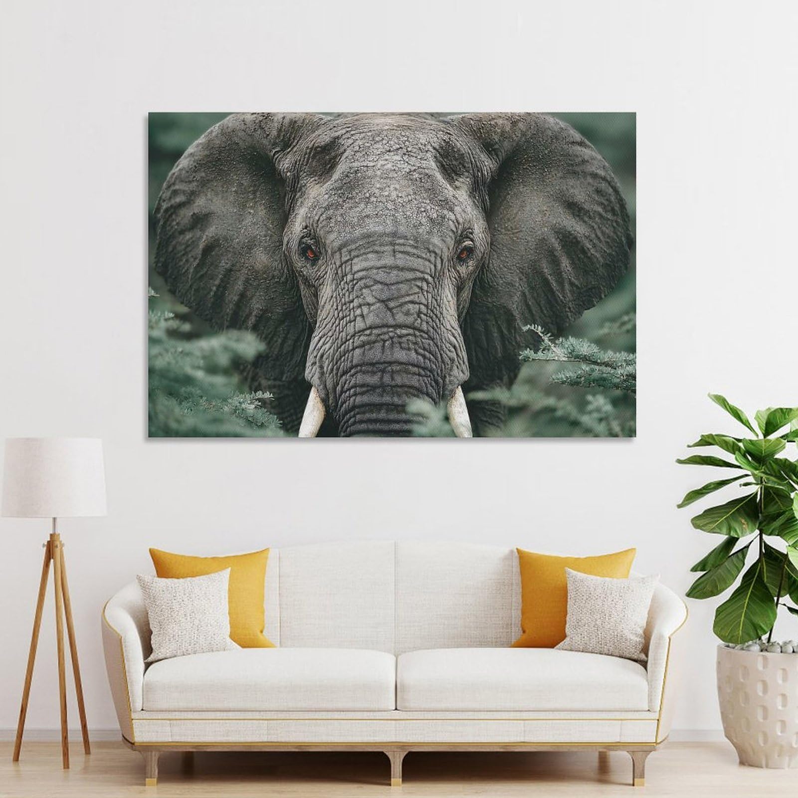 Junmoney Decorative Canvas Print Elephant Portrait in The Wild, 20x30inch(50x75cm), for Study, Office Or Apartment Decor, Gift Idea for Housewarming And Birthdays