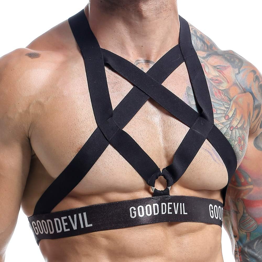 Mens Accessories Sexy Designer Criss-Cross Thick Straps Fashion Ring BodySuit