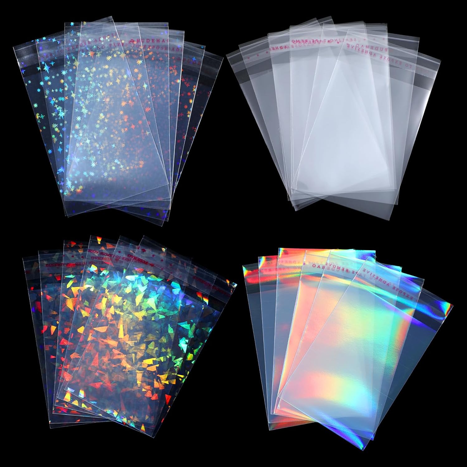 Photocard Sleeves, 200pcs Laser Flashing Card Sleeves Star Glass Gemstone Holographic Trading Card Protector for Photocard Mini Photo Cards 2.56x3.54in