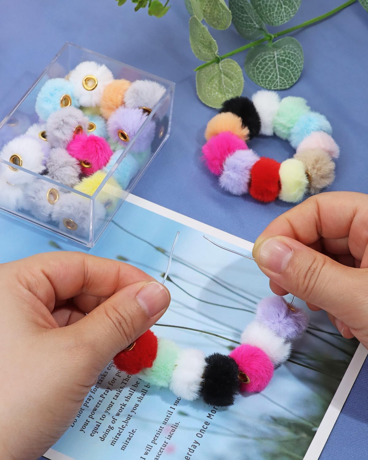 Tupalizy 50PCS Fluffy Faux Fur Pom Poms Beads Soft Fuzzy Spacers Beads for Bracelets Jewelry Making Keychains Pens Earrings Garland Headband DIY Crafts Projects Gifts Accessories, Random Mixed Color - Image 5