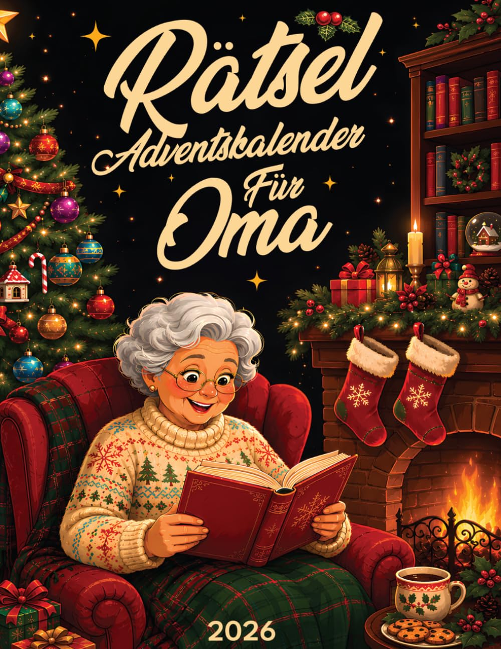 Rätsel Adventskalender Für Oma 2026: 24 Tage festlicher Rätselspaß mit 72 liebevoll gestalteten Aufgaben in großer Schrift für eine besinnliche Adventszeit