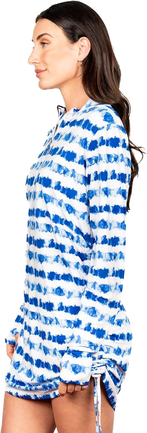 Banana Boat UPF 50+ Women's Adjustable Long Sleeve Swim Dress with UV Sun Protection Floral Design | Breathable Sun Dress