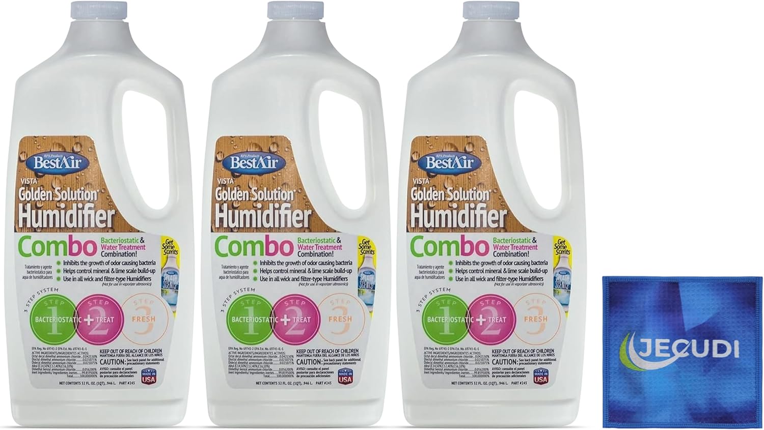 Bacteriostatic Humidifier Water Treatment  Extend Filter Life Eliminate Odors & Prevent Bacterial Growth  Compatible with All Cool Mist & Warm Mist Humidifiers  32 oz Easy Pour Bottle (3)