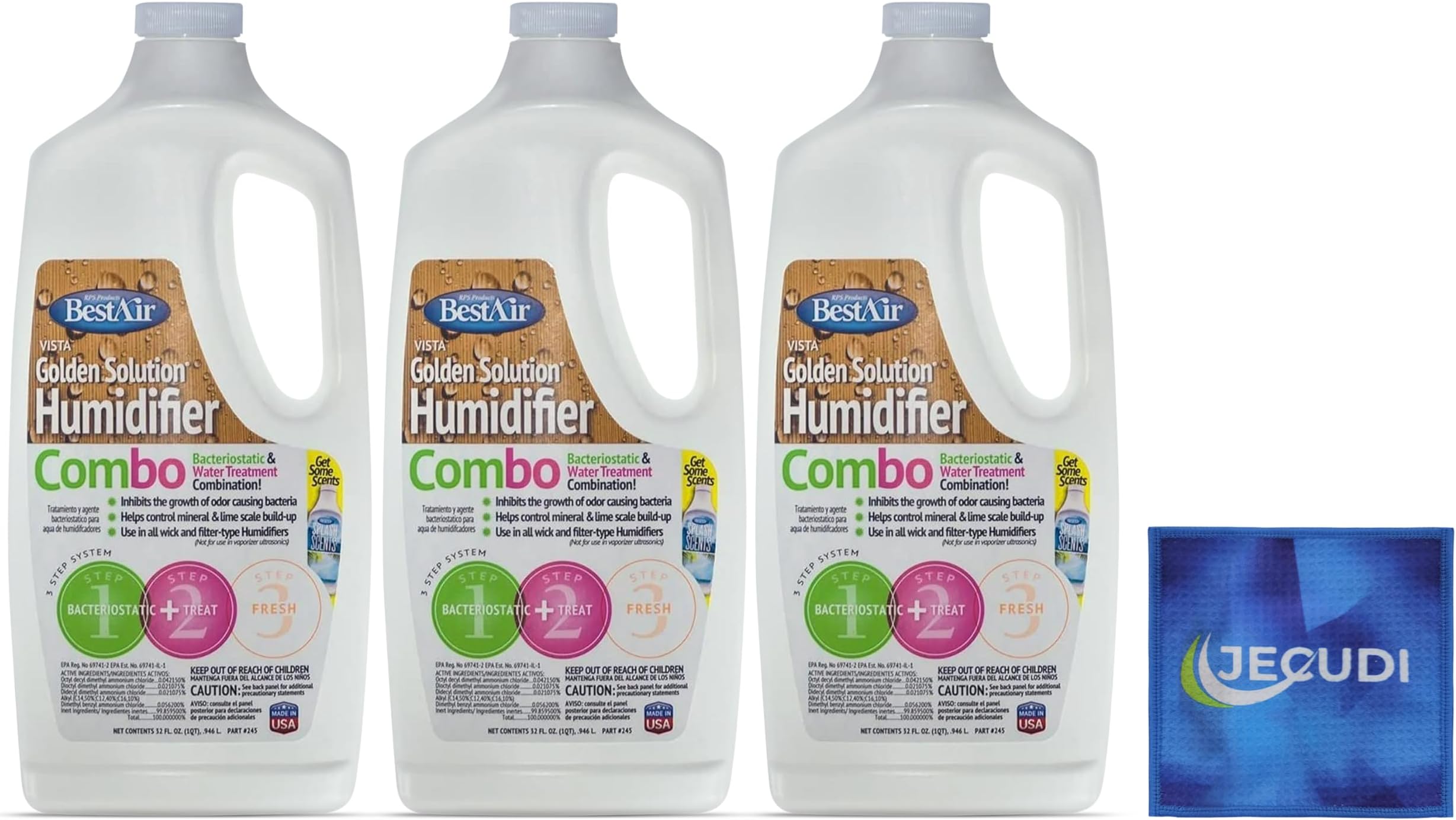 Bacteriostatic Humidifier Water Purification– Extend Filter Life Eliminate Odors & Prevent Bacterial Growth – Compatible with All Cool Mist & Warm Mist Humidifiers – 32 oz Easy-Pour Bottle (3)