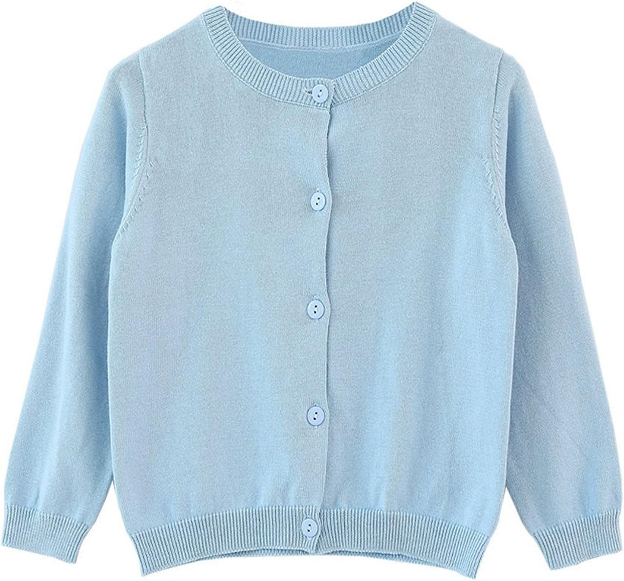 Girls Crewneck Cardigan Long Sleeve Children Button Cotton Sweater Uniform Sweaters for Little Girls