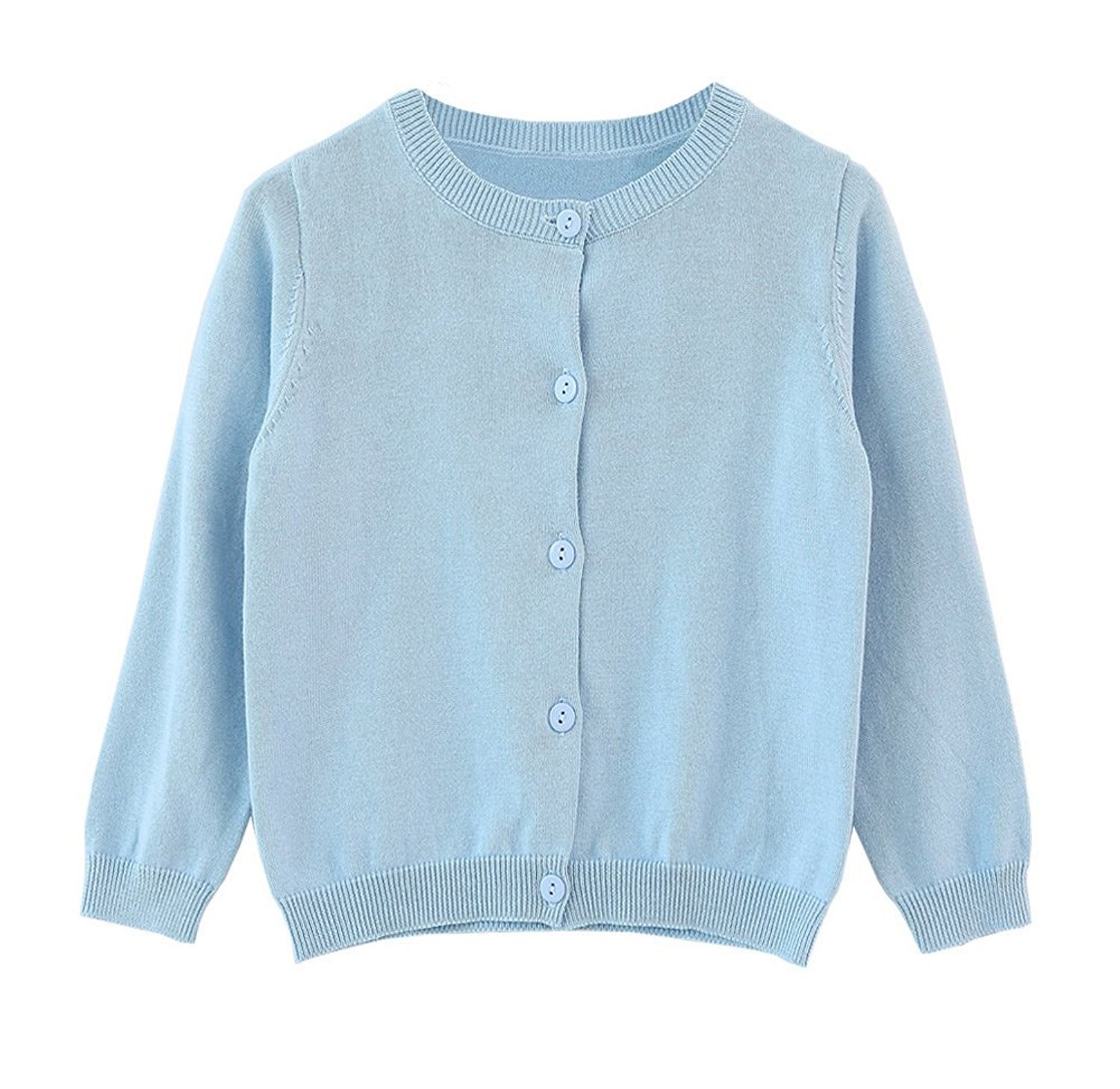 Girls Crewneck Cardigan Long Sleeve Children Button Cotton Sweater Uniform Sweaters for Little Girls