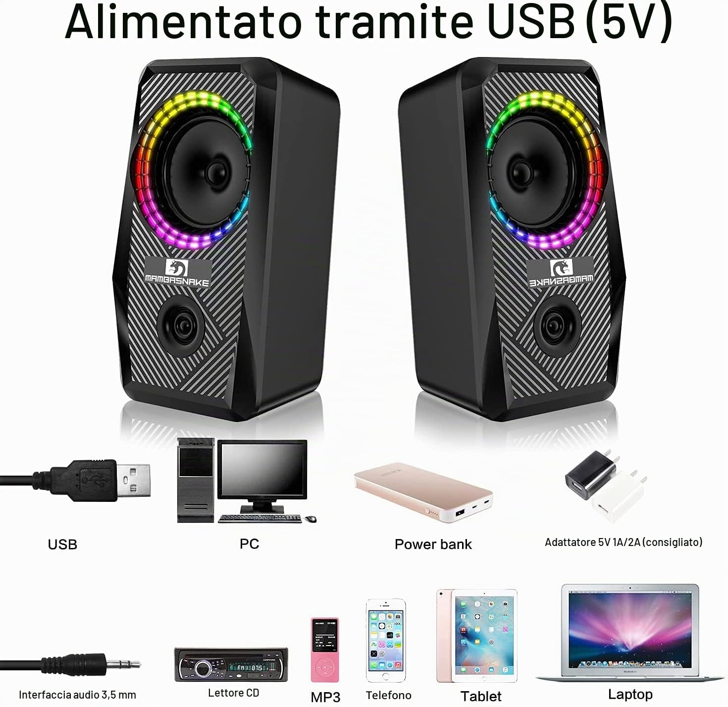 Regno Unito Layout Wired 104 Tasti da gioco Keyboard Tastiera per il mouse Altoparlante per cuffie 5 in 1 Combo con retroilluminazione multi RGB 2400DPI MICE Large Mousepad per PC Mac PS4 Xbox