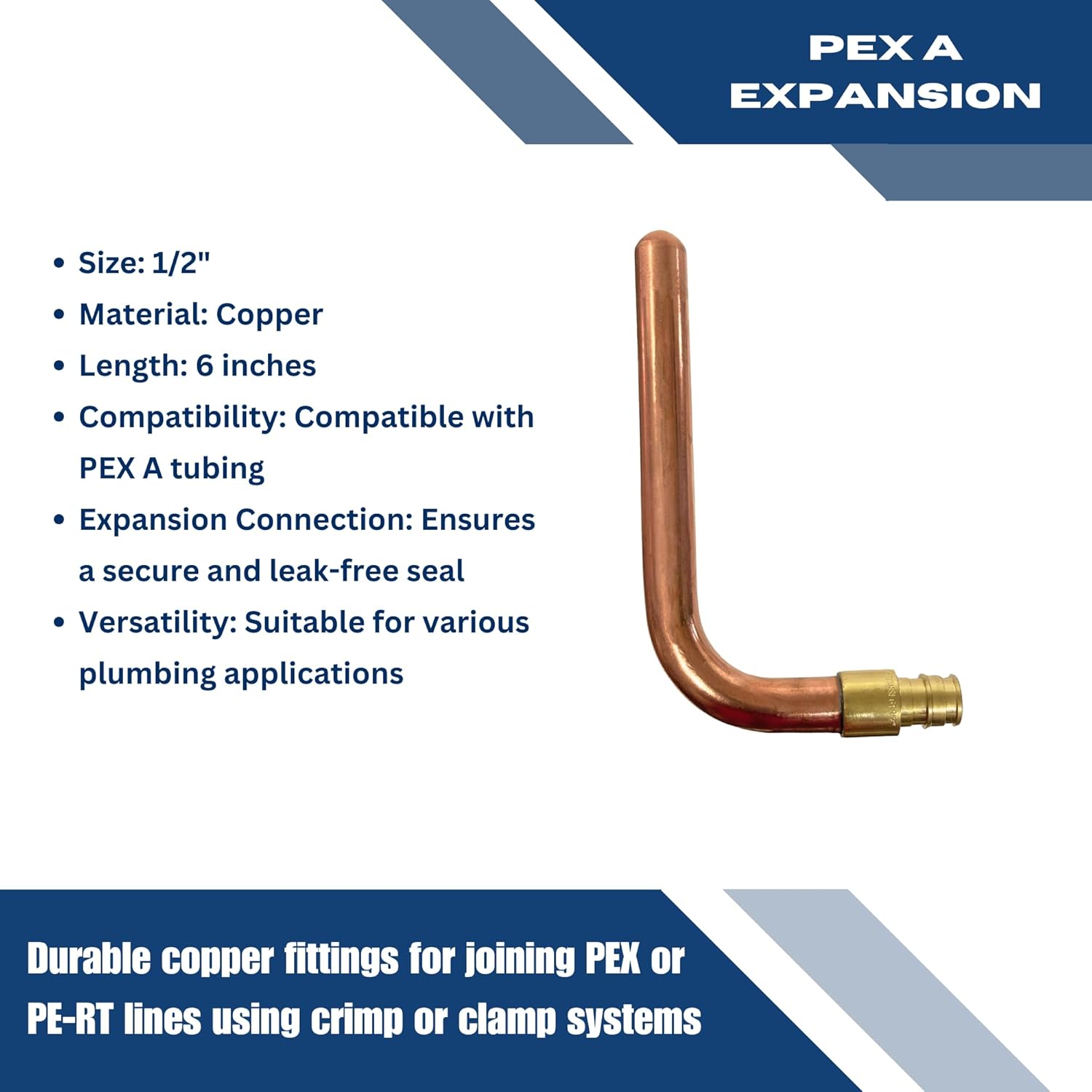 25 Pieces 1/2'' Pex-A Stub Out Elbow, 3-1/2'' x 6'', Brass, 0.5 Inch