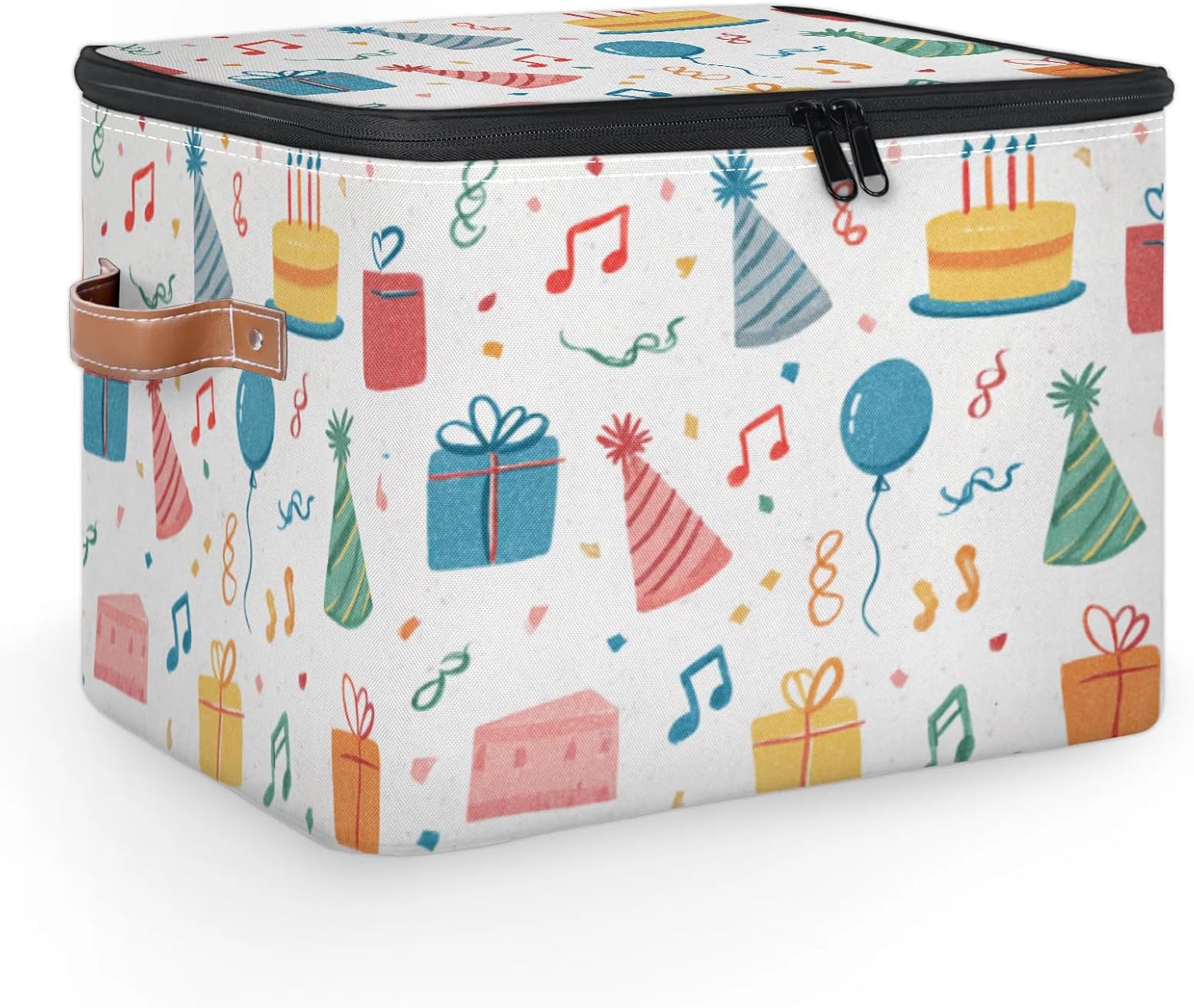 Birthday Storage Bin with Lid Cake Balloons
