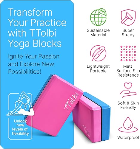 Miniatura 3 de Bloques de yoga con banda elástica y guía de danza bloque de espuma EVA antideslizante, equipo de estiramiento ideal para entrenamientos en casa,