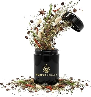 Odour-proof tin made of UV violet glass, airtight container for herbs, tea, coffee storage, 8.5 oz, airtight glass jar