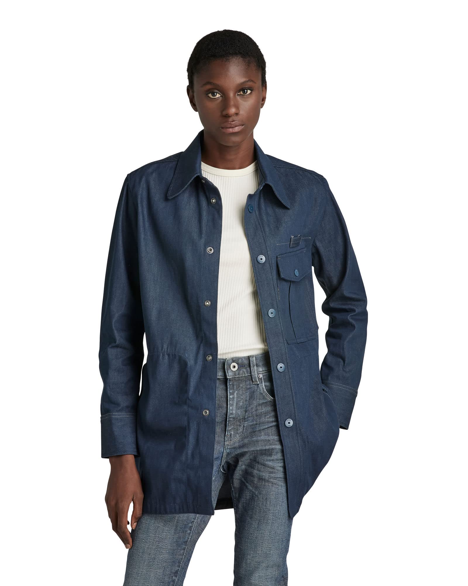 G-Star Women's Naval Collar Overshirt 2.0, Blue (raw denim D21895-C970-001), S
