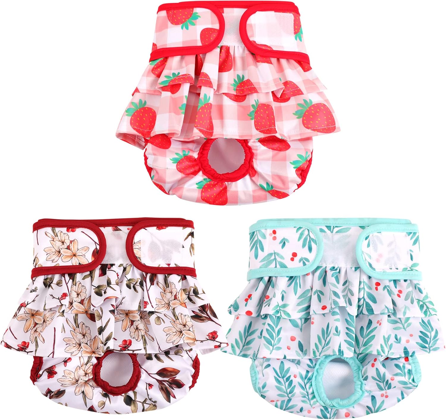 ASENKU Washable Dog Diapers (3 Pack), Reusable Dog Diapers for Female Dogs - Highly Absorbent Dog Dresses for Dogs in Period （Forest, S）