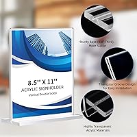 Vista 5 de Paquete de 12 soportes para letreros acrílicos de 8.5 x 11 pulgadas, soportes de plástico transparentes de doble cara para exhibición, soportes