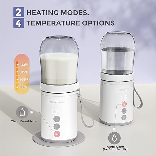 Miniatura 3 de Calentador de biberones portátil, calentador de biberones de viaje para leche materna sobre la marcha, a prueba de fugas, 2 modos de calentamiento
