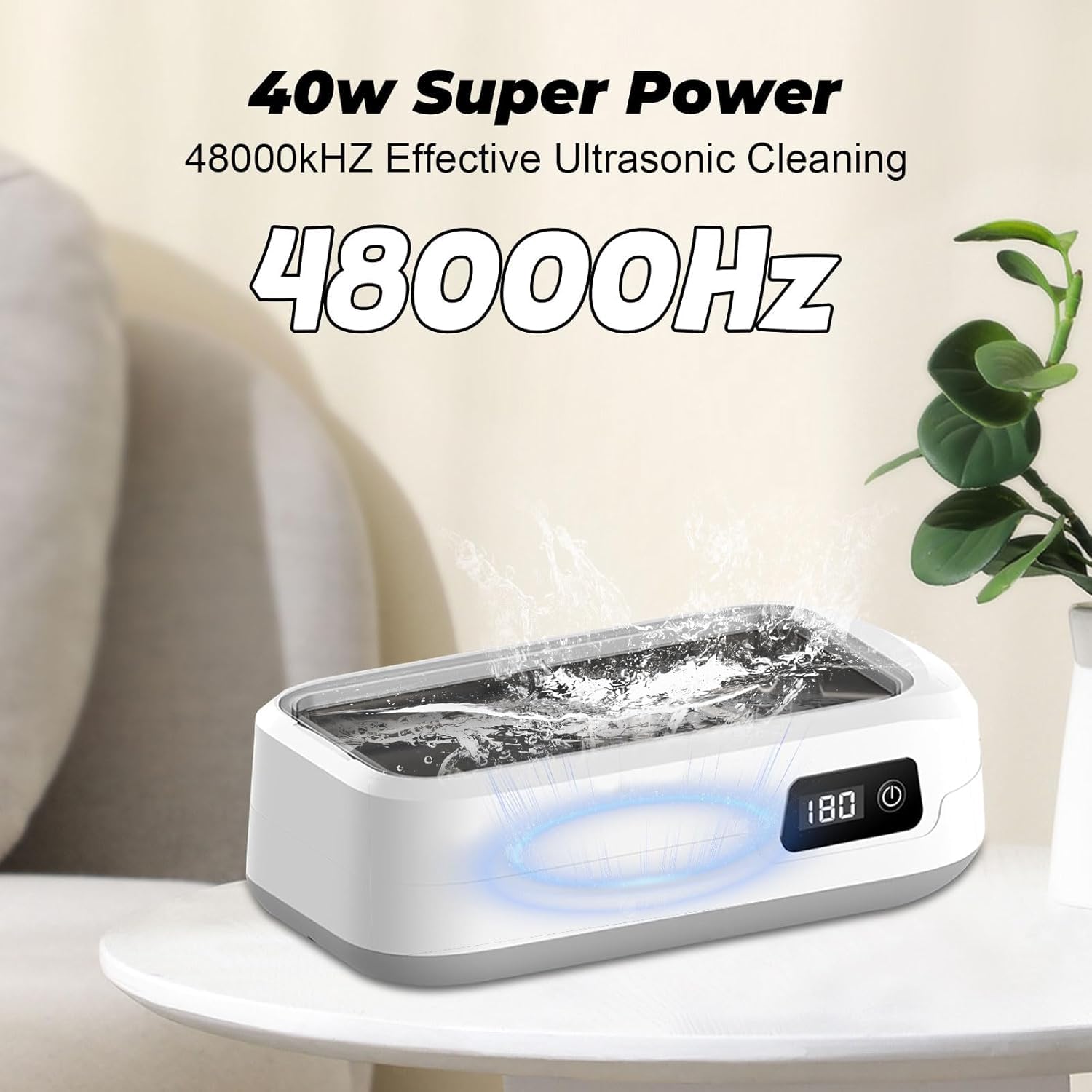 BigKing Lavatrice Ultrasuoni Portatile, 640ml Ultrasonic Cleaner con Coperchio, Pulitore Ultrasuoni da 40 W 48khz, Pulizia a 360°, Timer a Quattro velocità per Gioielli, Occhiali