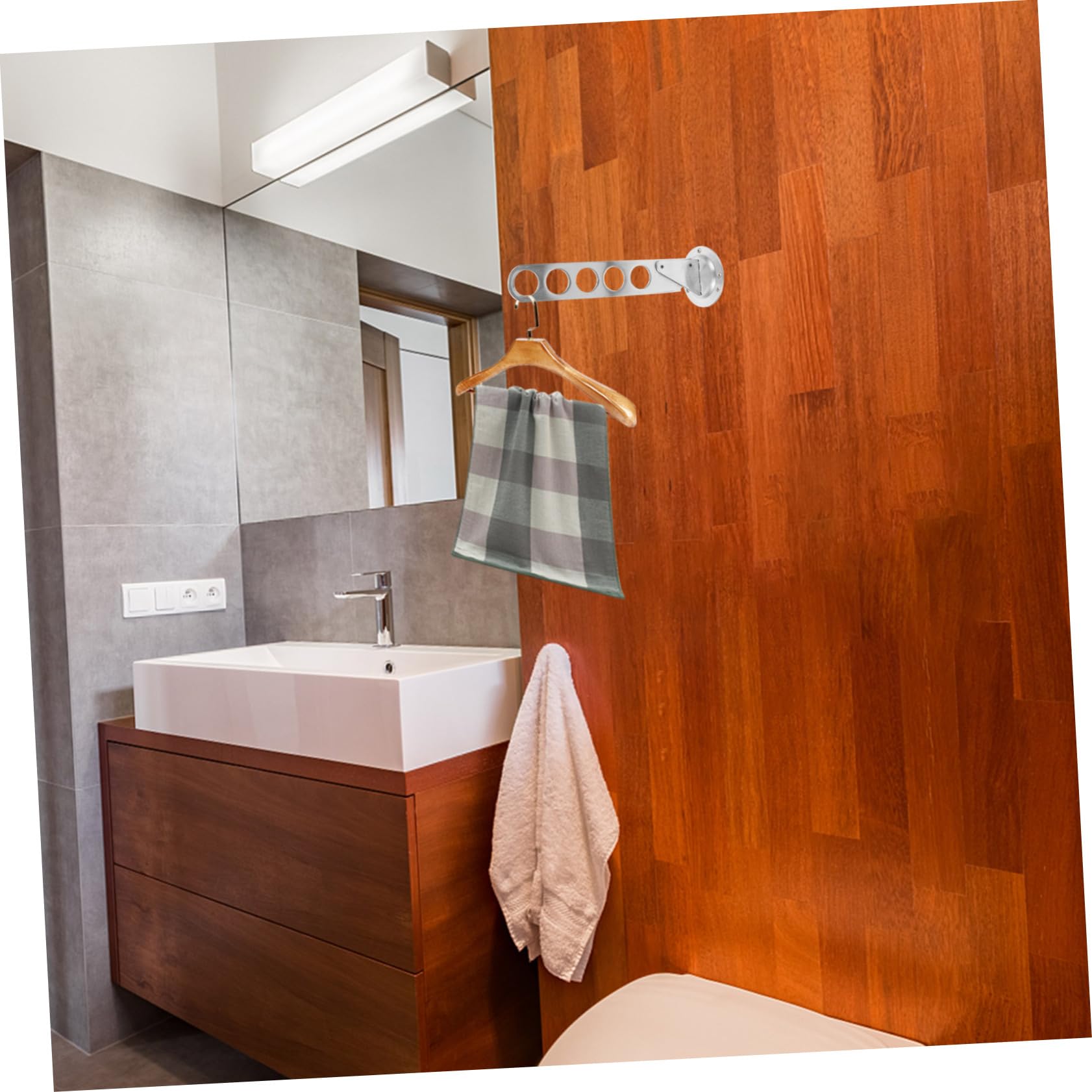 HOMOCONO Wardrobe Space Saver Drying Rack Coat Hooks Coat Hangers Balcony Clothes Rack Housewarming Clothes Hanger Holder Clothes Bar Wall Clothes Hanger Silver Stainless Steel