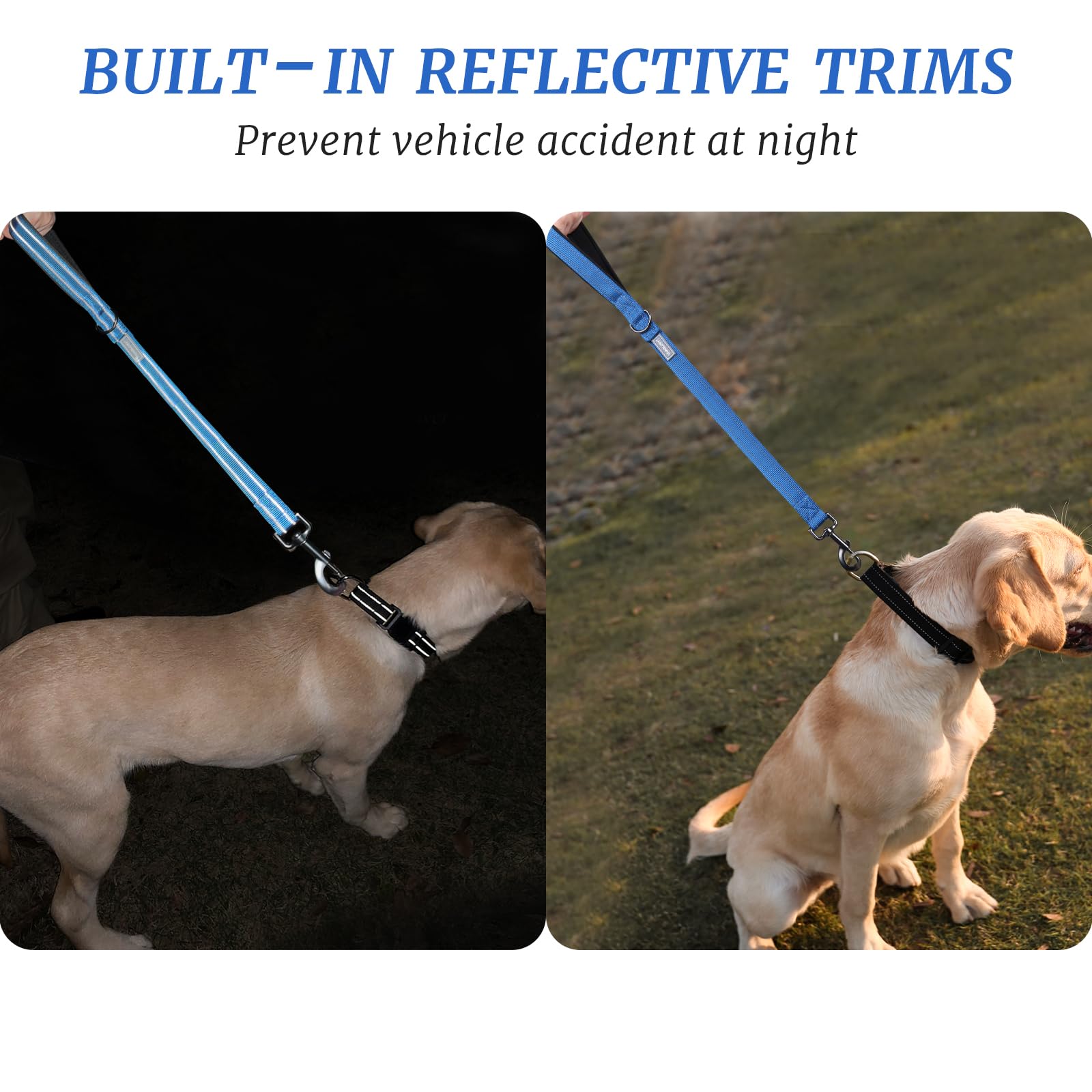 VIVAGLORY Guinzaglio Corto Per Cani, Guinzaglio Da Traffico Corto Per Cani, Guinzaglio Da Addestramento Di Taglia Media E Grande, 61CM, Blu