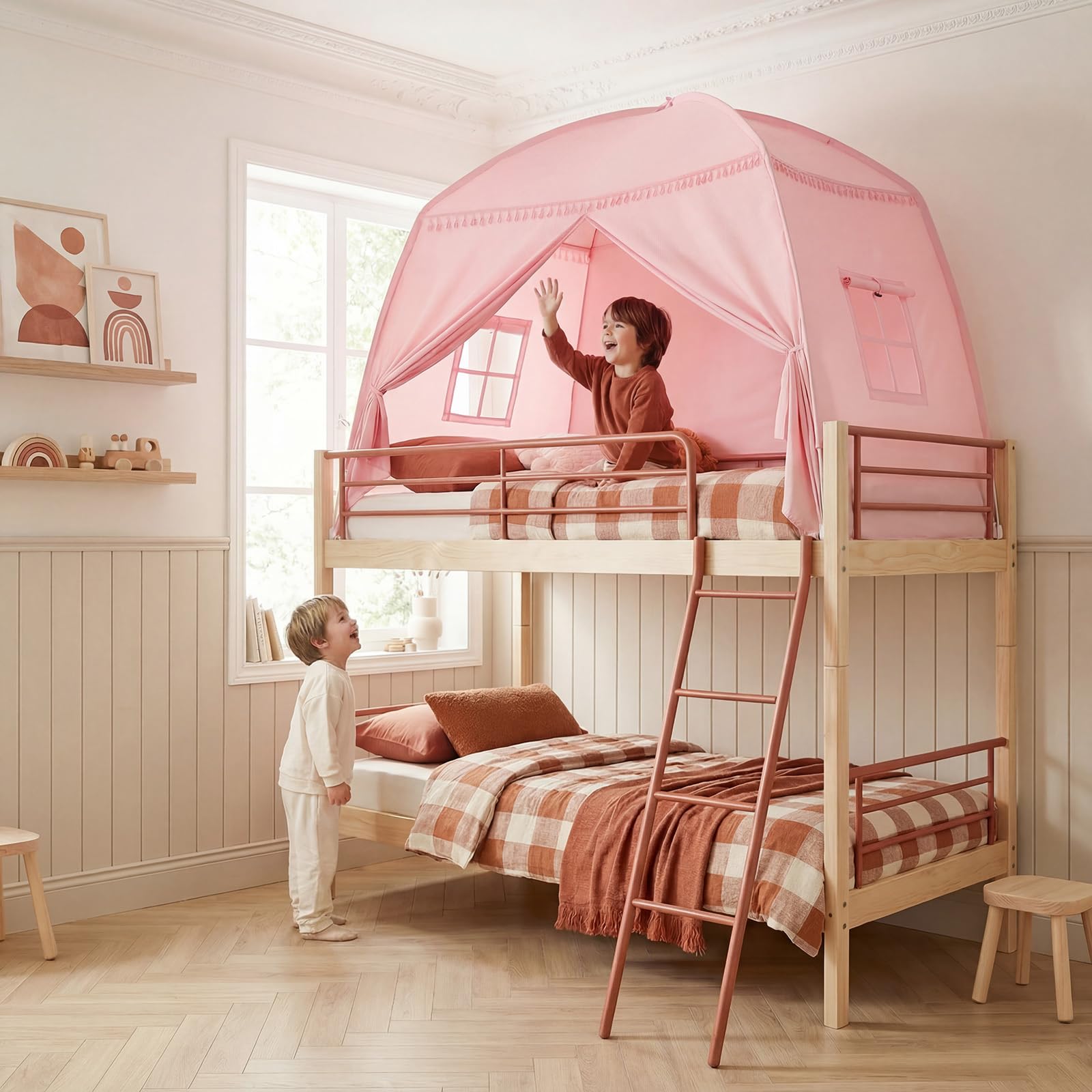 Spielzelt Kinderzelt Spielhaus Magisches Großes Burg Kinder für Drinnen und Draußen, Einfacher Aufbau in 2 Minuten, Geräumiges für Jungen und Mädchen, (Rosa)