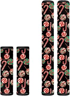 Candy Canes Print Refrigerator Microwave Door Fridge Handle Cover Anti Scalding Protector 4 PCS Keep Kitchen Appliance Clean, Merry Christmas