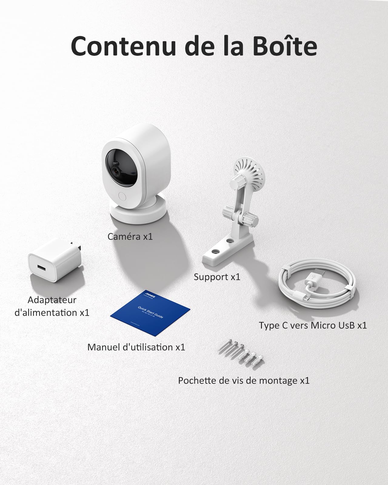 ANNKE 4K Caméra de Surveillance WiFi Intérieur, 8MP Vision Nocturne, Détection de Mouvement, Audio Bidirectionnel, Cloud & Stockage de Cartes SD, pour Bébés/Animaux Domestiques-Crater C80