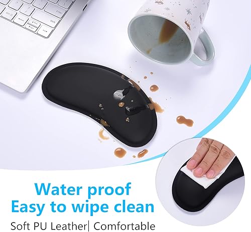 Miniatura 5 de Dapesuom Reposamuñecas para mouse, ergonómico de espuma viscoelástica para alfombrilla de escritorio de computadora, cojín de cuero sintético para