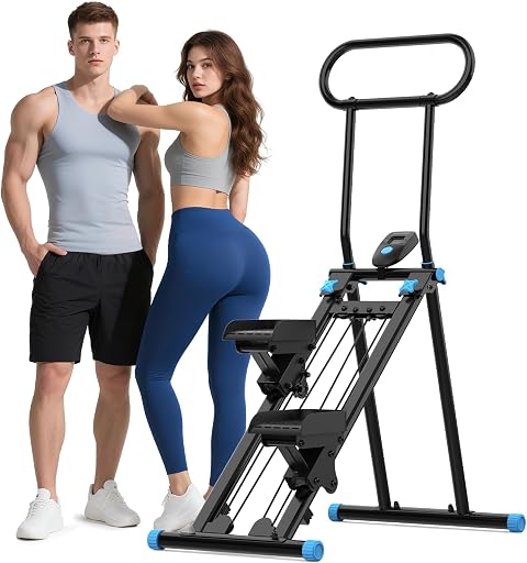 HXD-ERGO Stair Stepper for Home with Adjustable Resistance for Full Body | 6-Level Resistance & 3 Height Handlebar, 300lbs Capacity, For Home Workout, Folding Stair Climber Cardio Exercise Machine